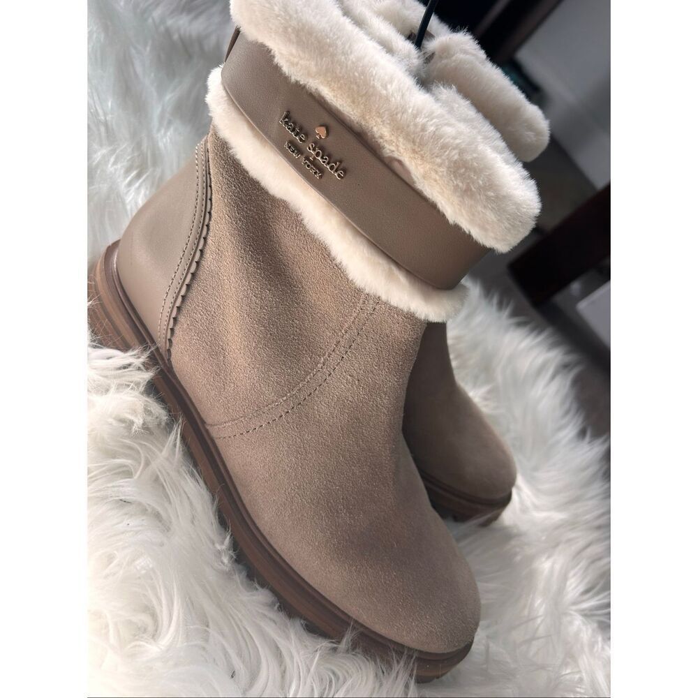 Kate spade suede winter booties tan/brown color size 8B